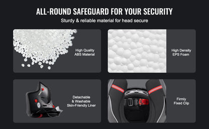 SucceBuy Motorcycle Helmet Full Face Smart Street ABS&High Density Helmet with Bluetooth Slot&Interchangeable Lens Fit for Adult